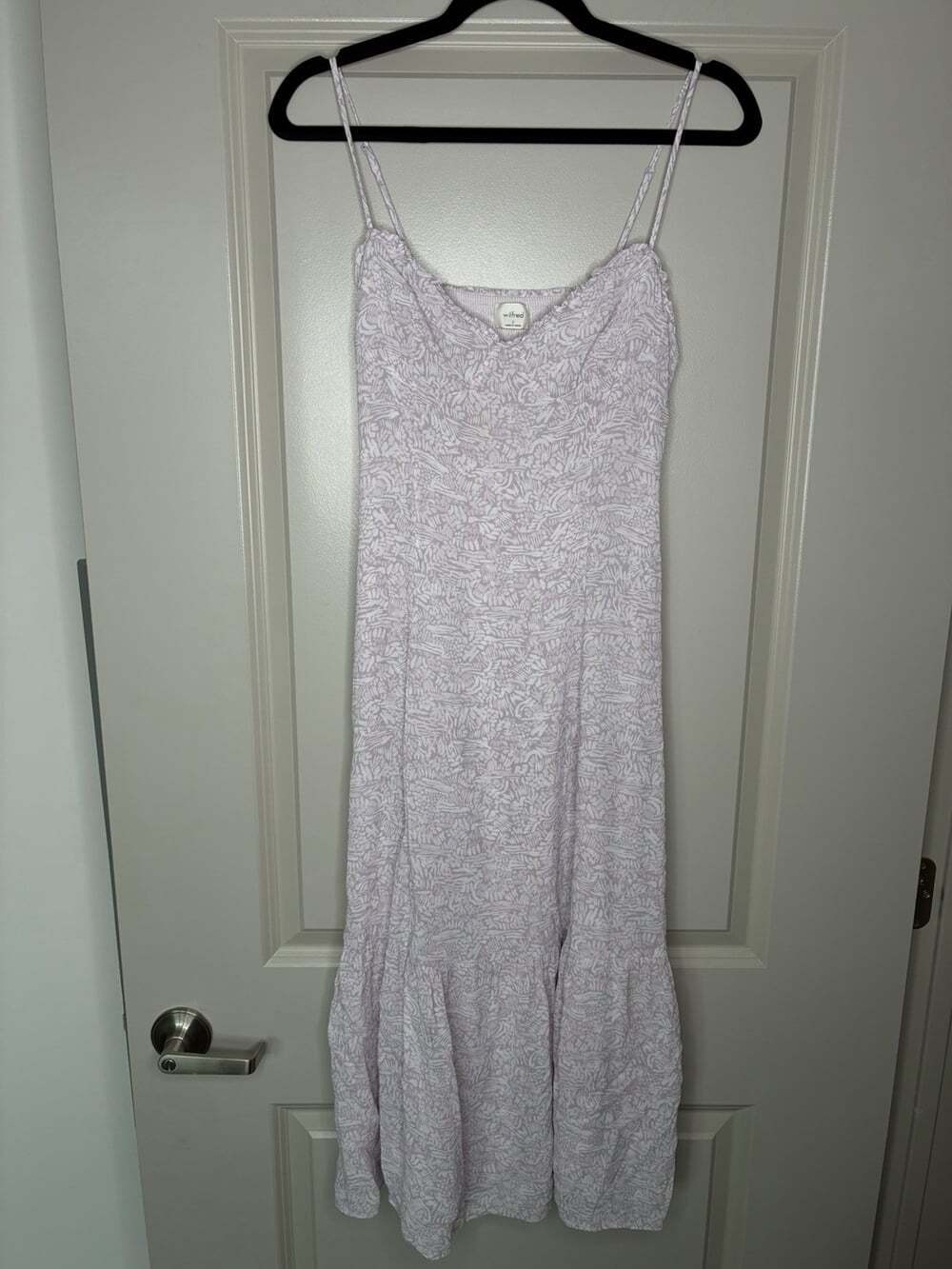 Aritzia Wilfred Broadway Dress Ruffle Midi Maid Dress in Lilac Birch Size 2